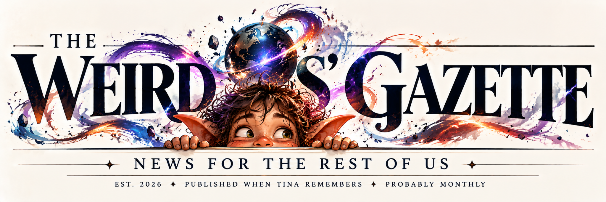 The Weirdos' Gazette — News for the Rest of Us. Published when Tina remembers. Probably monthly.