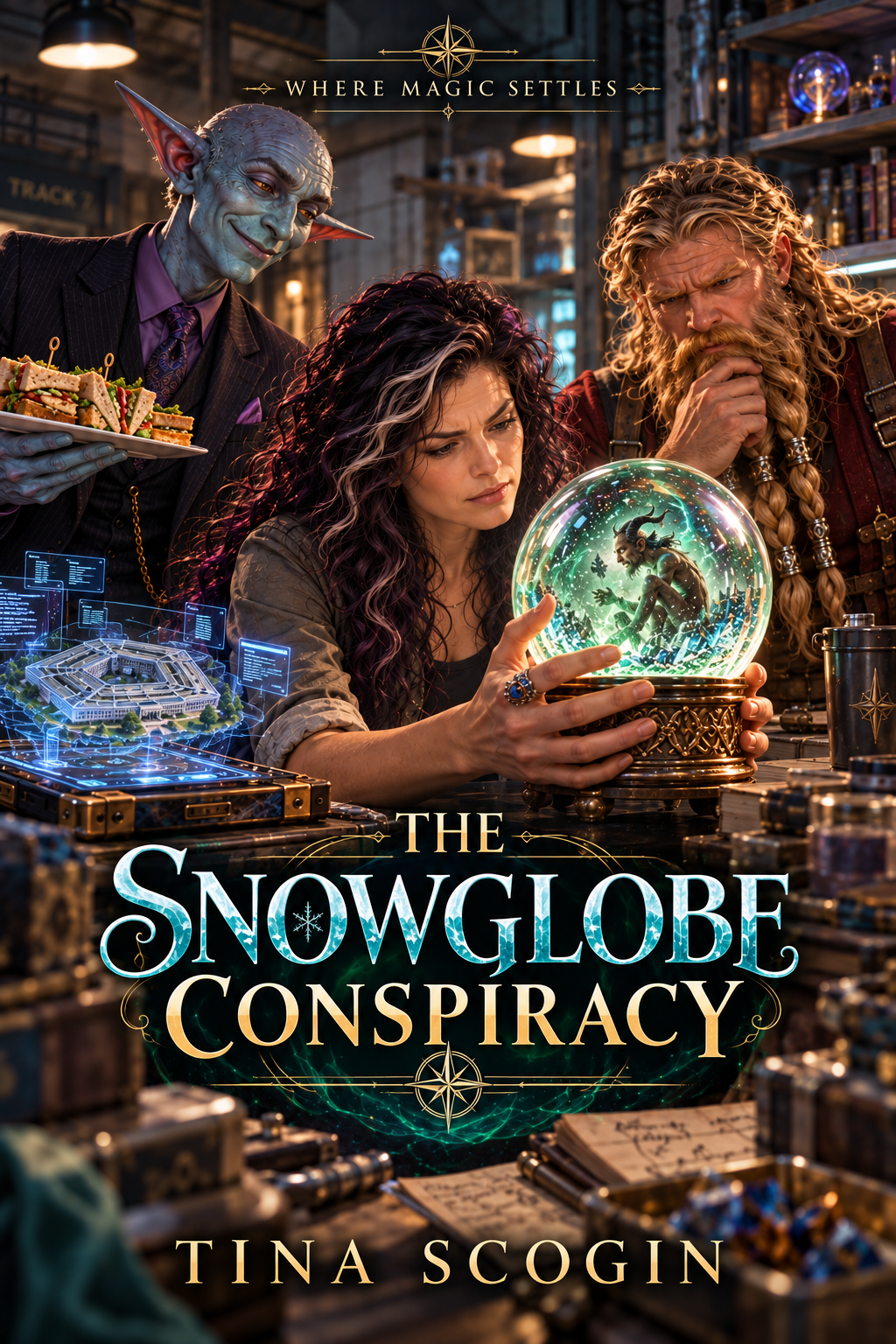 Cover concept for The Snowglobe Conspiracy by Tina Scogin.